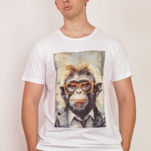 T-shirt scimmia con occhiali