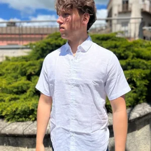 Camicia Uomo Mezza Manica in Misto Lino