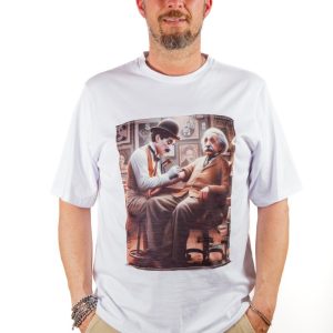 T-shirt Chaplin e Einstein