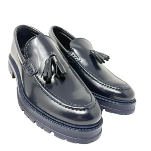 Mocassino nappine pelle abrasivata fondo gomma MADE IN ITALY