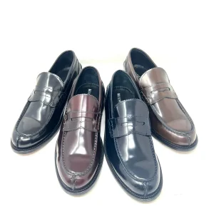 Mocassino college vera pelle made in italy fondo cuoio cucito con piantina anti scivolo