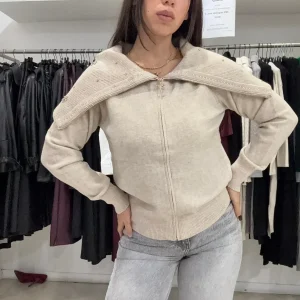 Maglia con Zip, Colletto e Strass