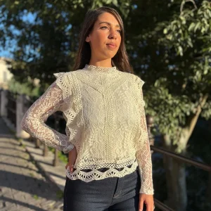 Camicia pizzo con rouge donna