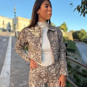 Giubbotto Donna Effetto Rettile in Tessuto Elasticizzato